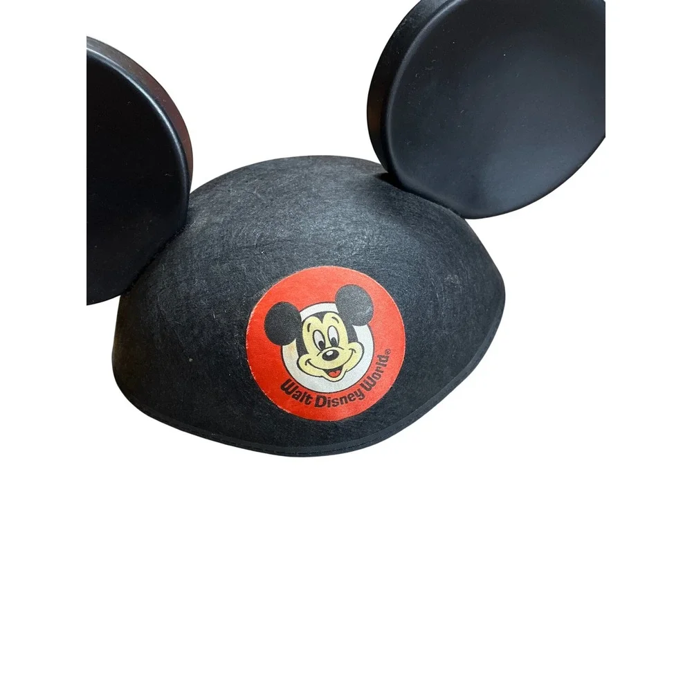 Walt Disney World Mickey Mouse Ear Hat Black Felt Vintage George Embroidery Hat